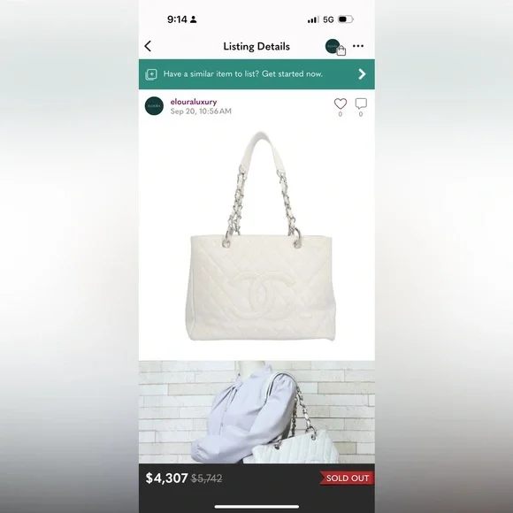 CHANEL Grand Shopping Tote GST White Caviar Leather with 24K Gold Hardware - Picture 10 of 14